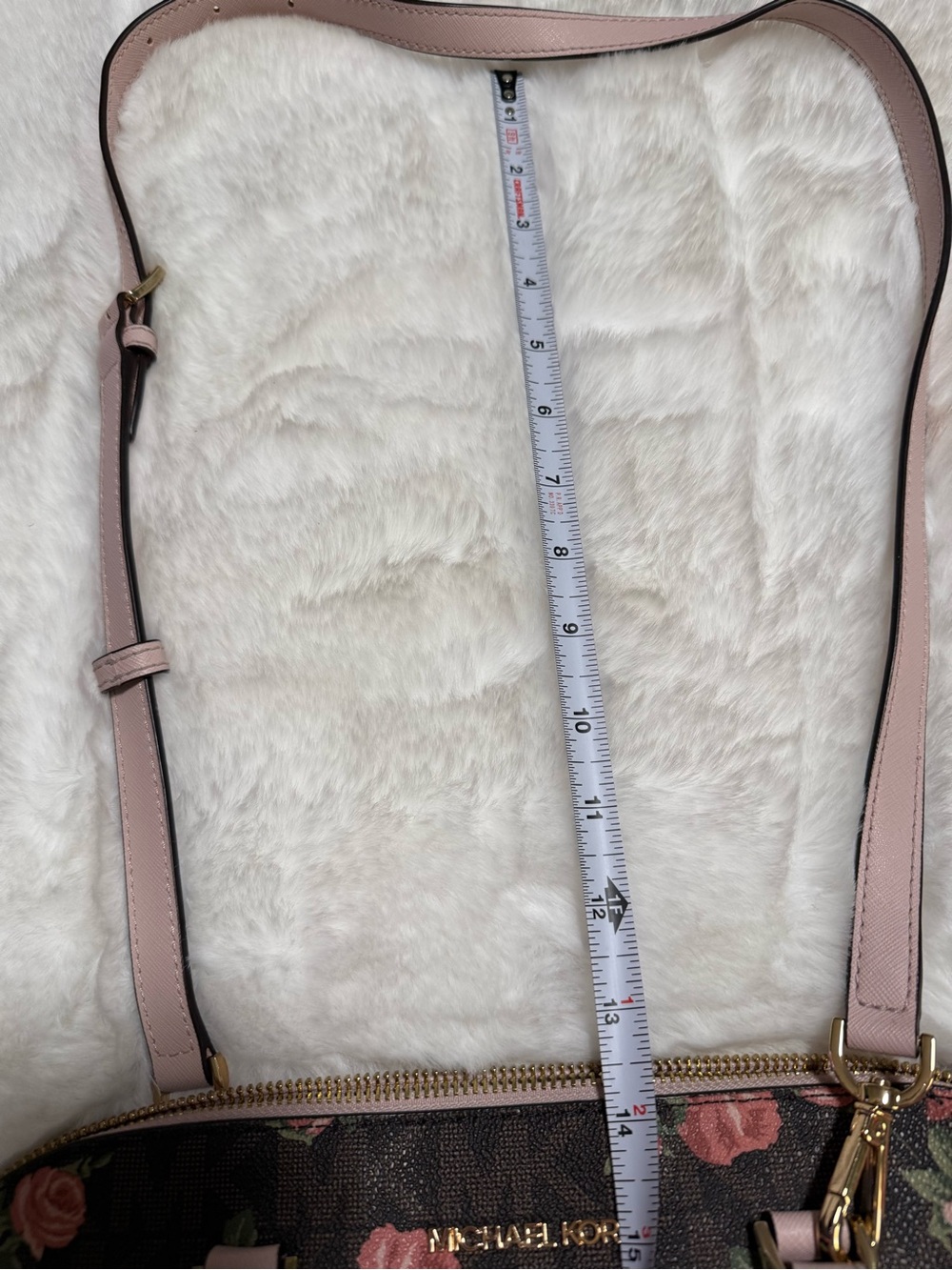 Michael Kors Brown Floral Shoulder Bag with Pink Trim - Picture 5 of 11